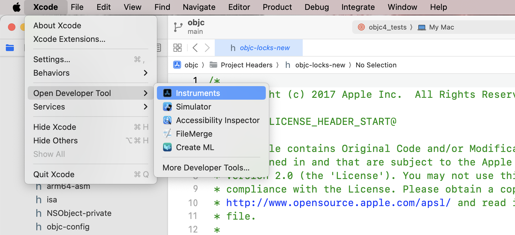Opening Instruments from the Xcode IDE